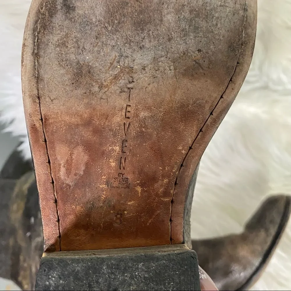 Rare Steven By Steve Madden Reins  distressed brown leather riding boots 8